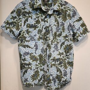 Men's Tropical Print Button Down Shirt